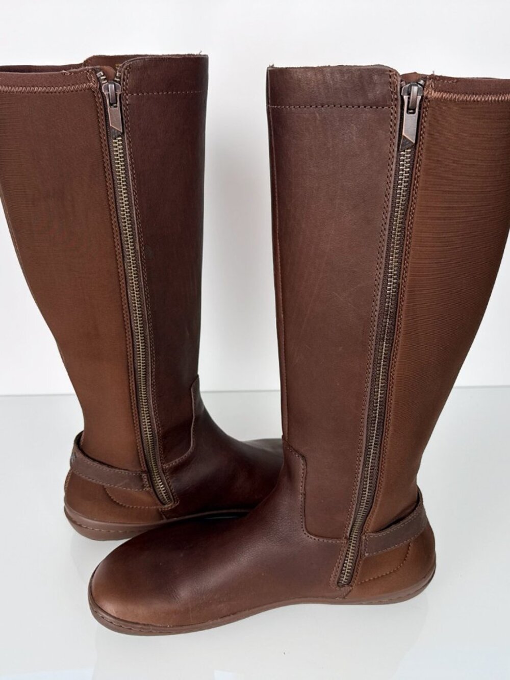 Vivobarefoot Knee-High Boots EUR 39L Brown Leather Wide Calf Zip - Picture 5 of 13